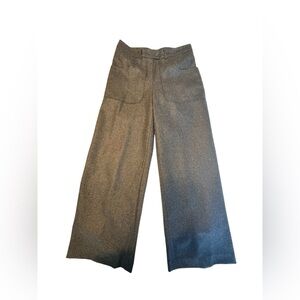 French David Balanchine Wide-Leg Gray Wool Pants